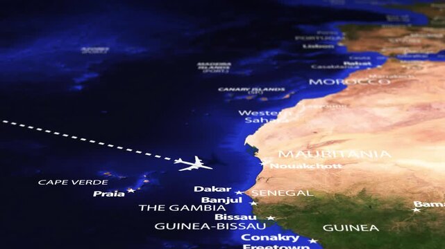 Flight From Ottawa CANADA to Malabo EQUATORIAL GUINEA with flag pins