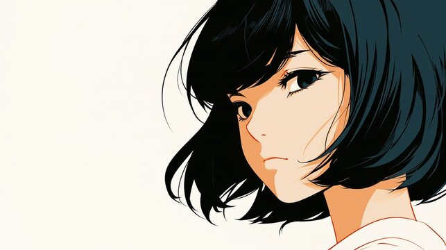 軽蔑するような冷たい視線を向ける若い女性のアニメ風イラスト