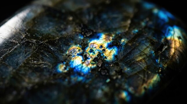Parametric translucent Labradorite shimmer macro photog with fluid iridescent curves and soft architectural reflections