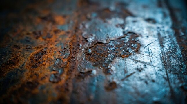 Parametric translucent Weathered steel surface macro with fluid iridescent curves and soft architectural reflections