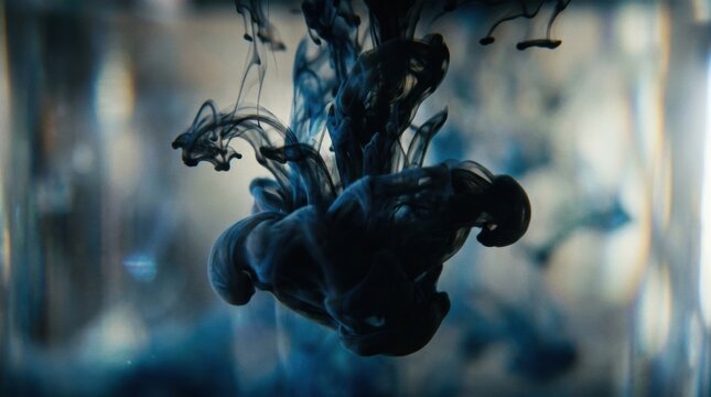 Contemporary graphic visual art showcasing Ink blooming in water designed for commercial marketing backdrop