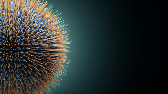 Hemispherical balance of a geometric cake urchin featuring crystalline tubercles and organic spines within a dark void