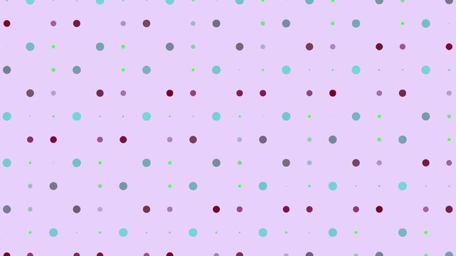 Colorful dots pulsating and changing size in a grid pattern on a purple background