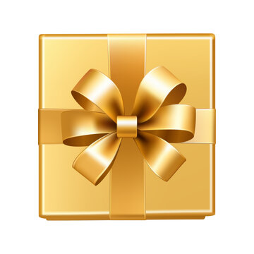 Luxury burgundy gold gift box with gold ribbon bow isolated on transparent background