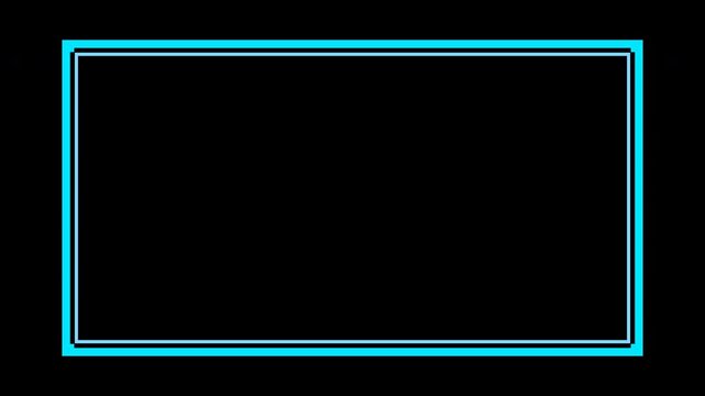 Double Nested Offset Rectangle Futuristic Cyber Frame 4K Seamless Loop on Transparent Alpha