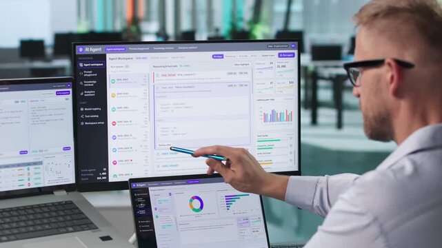 Software Engineer Working On AI Application Using Laptop