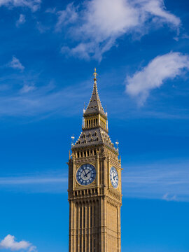 Big Ben, Fluffy Clouds, Westminster, London, UK.