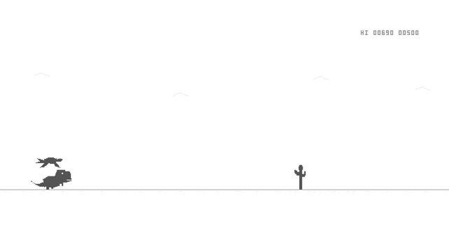 Retro Pixel Dinosaur Runner Jumping and Ducking Obstacles