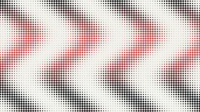 Wavy halftone dot pattern shifting in warm orange and dark earth tones dots