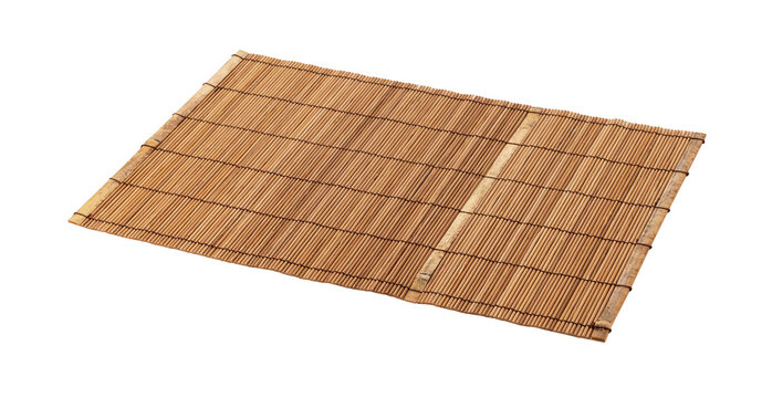 Bamboo rolling mat Makisu for sushi making isolated on transparent background