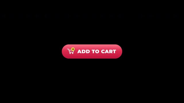 Shopping Cart Rolling In Add To Cart CTA Button with Gold One Badge Animation 4K Seamless Loop on Transparent Alpha