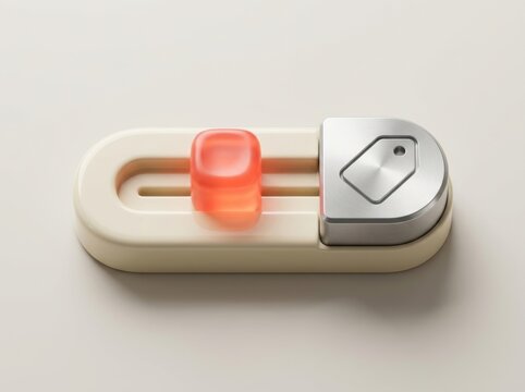 Stylized shopping assistant icon with red button and sleek design