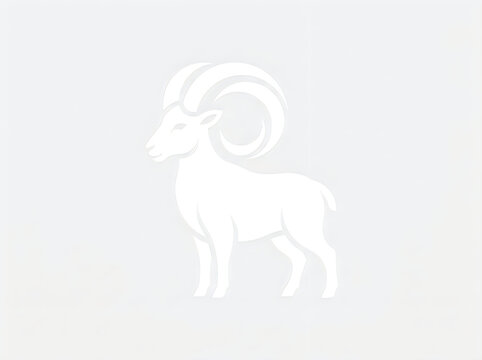 White ram head silhouette logo design