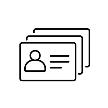 A vector icon representing a patient database with medical profile cards, created in line style with editable stroke.
