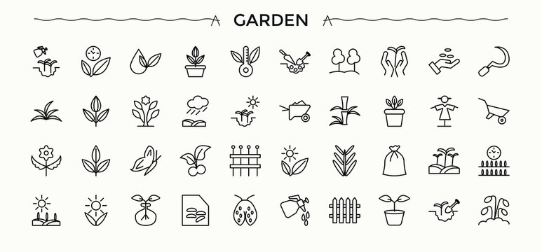 Garden icon. Sign and Symbol. Harvest icon set. Featuring farming, gardening, harvest, land, plant and more.