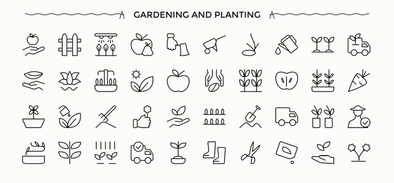 Planting icon. Eco icons for application. Icons for UI design. Eco icon set. Vector illustration in modern line style.