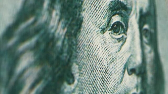 A dynamic close up of a 100  dollars banknote with a depth of field blur effect. 4K