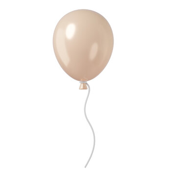 3d Beige balloon isolated on background. Glossy latex party decoration for celebrations, events, and festive birthday.

