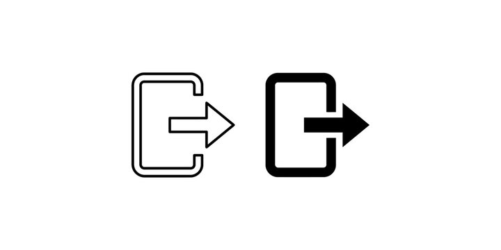 Logout exit arrow icon set in linear and solid styles for website and mobile navigation.