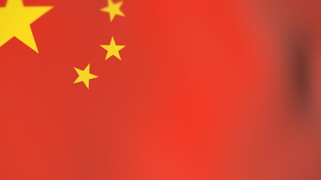 Chinese national flag close-up, red with five golden stars, fabric waving gently in full frame, seamless loop, sports and championship backdrop