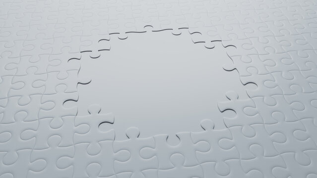 White Jigsaw Puzzle texture Wallpaper with copy-space. Missing Link Concept.