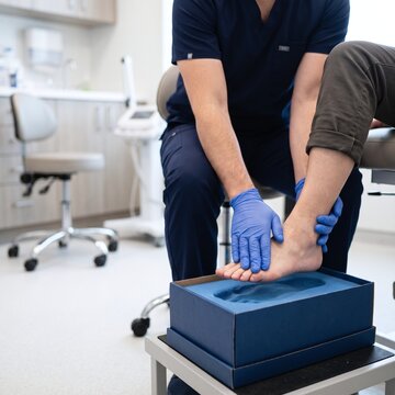 Healthcare Specialist Taking Foam Foot Impression for Custom Diabetic Inserts