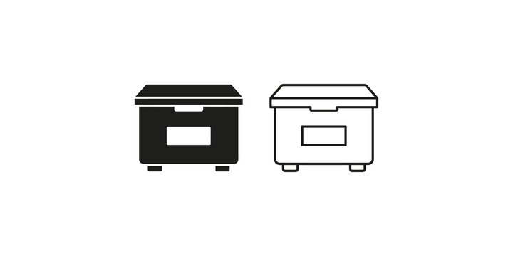 Storage box icons in solid and linear styles for logistics and inventory management.