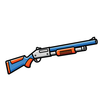 Blue and Orange Shotgun Cartoon Vector Object Isolated