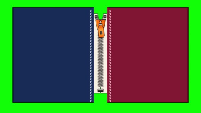 Animation of a Zipper Closing on a Green Screen Background