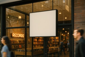 Obraz na płótnie Canvas Blank sign outside record store