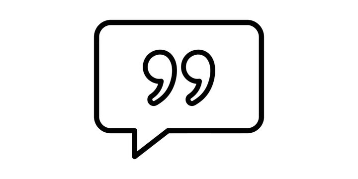 Speech bubble with quotation marks for testimonials and feedback design elements.