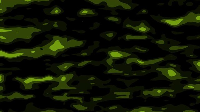 Seamless looping green camouflage pattern shifting dynamically across the surface