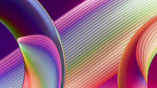 Colorful abstract digital illustration with curved lines and vibrant