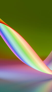 Colorful abstract flowing ribbons on a green gradient background