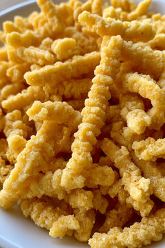 Traditional Italian Passatelli Pasta &ndash; Golden Homemade Bread and Parmesan Dumplings, Close-Up 