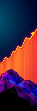 Graph showing uptrend growth with vector lines, vector illustration, business