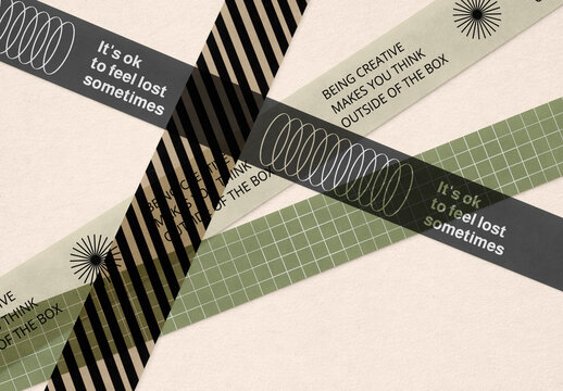 Abstract Paper Mockup PSD With Geometric Strips And Motivational Typography