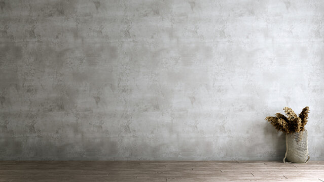Scandinavian Style Cozy Living Room Interior and concrete wall background