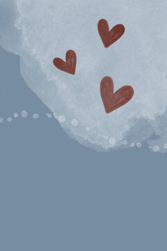 February 14 &ndash; watercolor &ndash; minimalism &ndash;   3 hearts