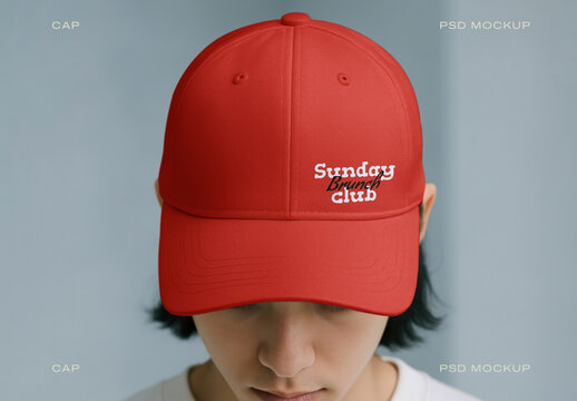 Red Cap PSD Mockup Design
