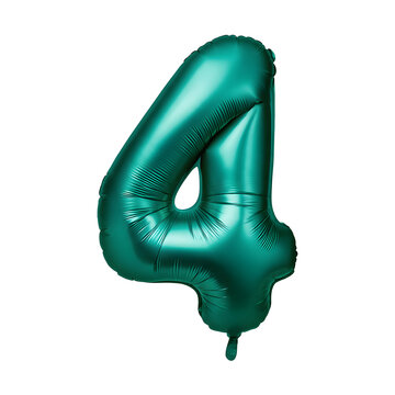 Metallic green digit four form PNG transparent background