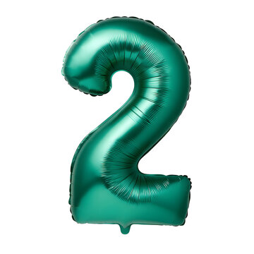 Shiny green numeral two shape PNG transparent background