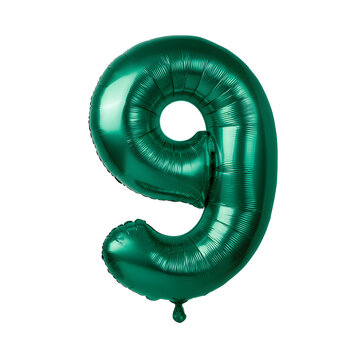 Metallic teal digit nine shape PNG transparent background
