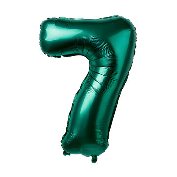 Teal number seven balloon shape PNG transparent background