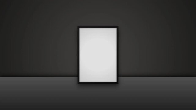 Blank vertical poster frame mockup with glass light reflection shine overlay