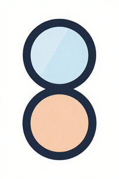 Minimalist vector icon of a compact powder makeup case with mirror and pressed powder. Flat design cosmetic illustration for beauty applications and digital interfaces.