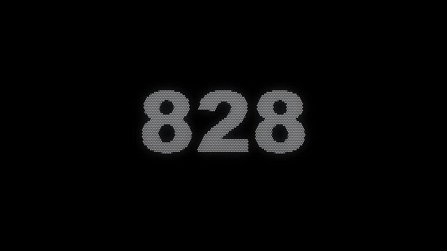 Digital numbers 828 displayed in gray font against a solid black background.