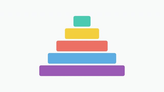 Colorful pyramid infographic with five levels appearing on transparent background