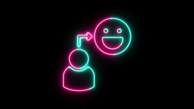 Abstract gorilla head silhouette made of glowing neon lines in cyan and pink colors on a dark background