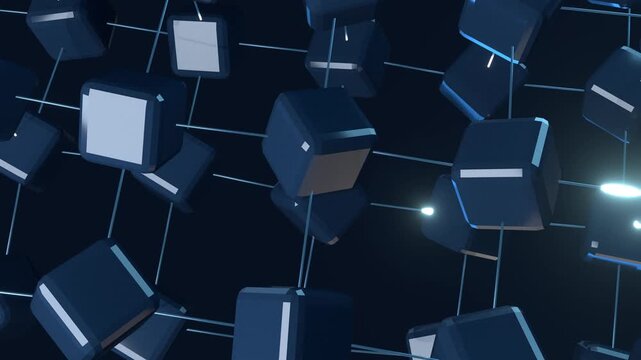 Glass cube lattice carrying signals between its nodes